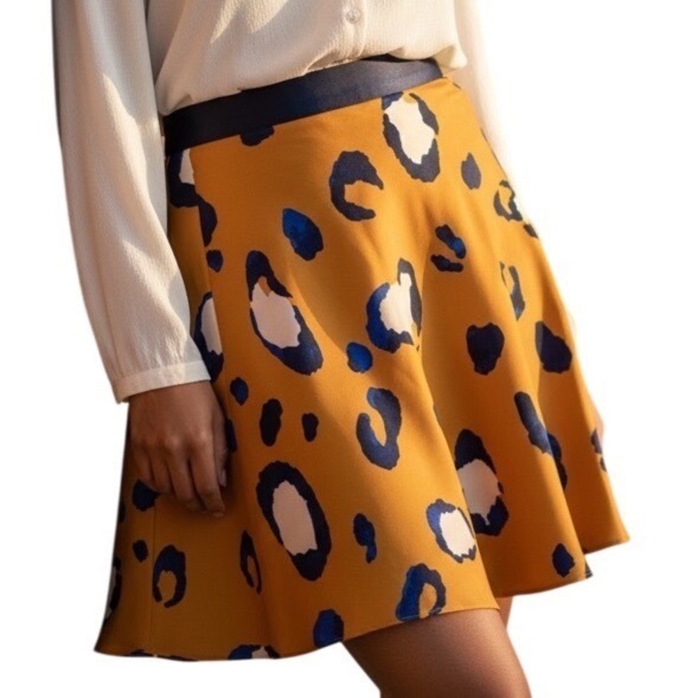 3.1 PHILLIP LIM‎ for Target Mustard Yellow Leopard Print A-Line Mini Skirt 8
